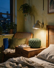 Diamond Basin Planter – at night on a bedside table