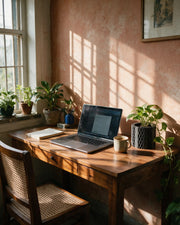 Diamond Net Planter – on a work desk in morning sun