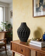 Diamond Net Vase – styled on a console