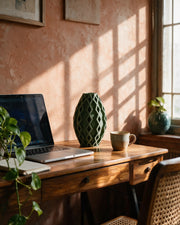 Diamond Oval Vase – on a work desk in morning sun