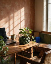 Diamond Relief Planter – on a work desk in morning sun