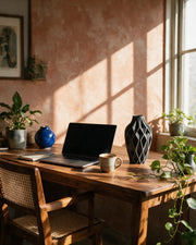 Diamond Tower Vase – on a work desk in morning sun
