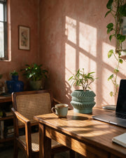 Disc Stack Planter – on a work desk in morning sun