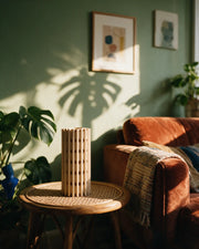 Dot Column Vase – on a side table at golden hour