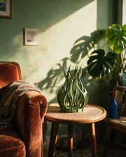 Drag Ribbon Vase – on a side table at golden hour