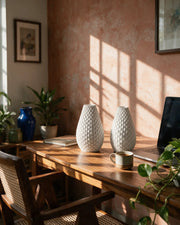 Dragon Scale Vase – on a work desk in morning sun