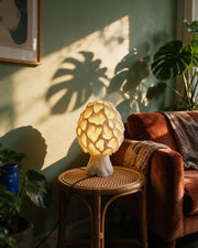 Esculenta Fungus Lamp – on a side table at golden hour