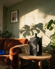 Facet Block Vase – on a side table at golden hour