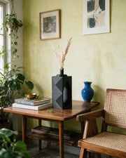 Facet Block Vase – styled on a console