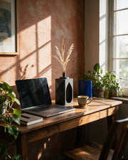 Facet Block Vase – on a work desk in morning sun