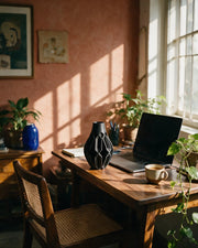 Facet Fin Vase – on a work desk in morning sun