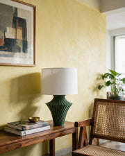 Fin Hourglass Table Lamp – styled on a console
