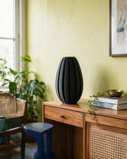 Fin Oval Vase – styled on a console