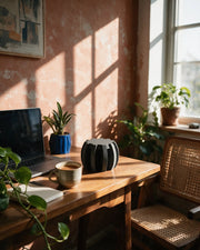 Fin Plant Stand – on a work desk in morning sun