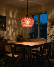 Fine Cell Pendant Light – at night on a bedside table