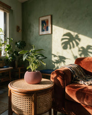 Fine Rib Bud Planter – on a side table at golden hour