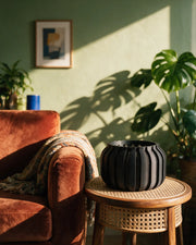 Fine Slat Orchid Planter – on a side table at golden hour