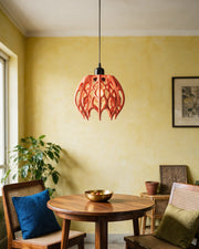 Flame Cage Pendant Light – styled on a console