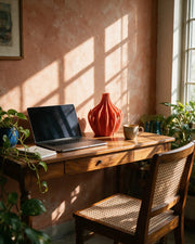 Flame Fin Vase – on a work desk in morning sun