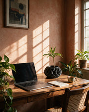 Flame Relief Planter – on a work desk in morning sun