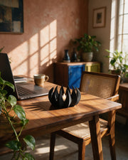 Flame Tealight Holder – on a work desk in morning sun
