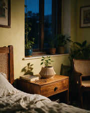 Flared Fin Planter – at night on a bedside table