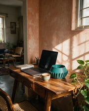 Flute Flare Planter – on a work desk in morning sun