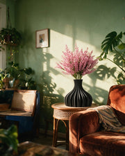 Fluted Bulb Vase – on a side table at golden hour