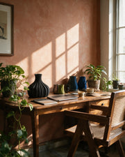 Fluted Bulb Vase – on a work desk in morning sun
