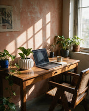 Fluted Lobe Planter – on a work desk in morning sun
