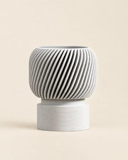 Fluted Pedestal Planter – front view