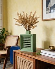 Frame Lattice Vase – styled on a console