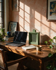 Frame Lattice Vase – on a work desk in morning sun
