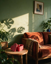 Heart Gift Box – on a side table at golden hour