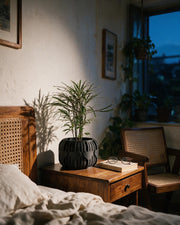 Heart Slat Planter – at night on a bedside table