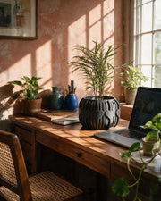 Heart Slat Planter – on a work desk in morning sun