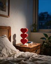 Heart Stack Vase – at night on a bedside table