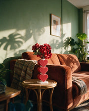 Heart Stack Vase – on a side table at golden hour
