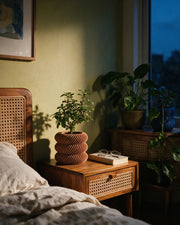 Helix Ridge Planter – at night on a bedside table