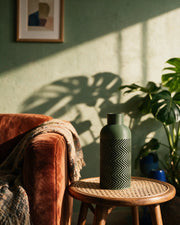 Herringbone Vase – on a side table at golden hour