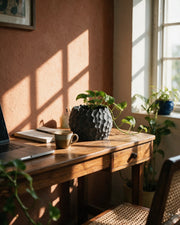 Hex Dimple Planter – on a work desk in morning sun