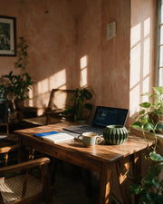 Hex Fin Planter – on a work desk in morning sun