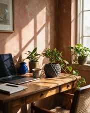 Hex Globe Planter – on a work desk in morning sun