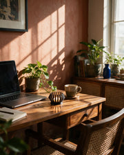 Hex Tealight Holder – on a work desk in morning sun