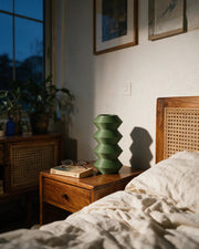 Hex Tier Vase – at night on a bedside table