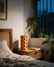 Hex Tile Vase – at night on a bedside table
