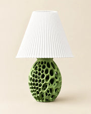 Honeycomb Base Table Lamp – three-quarter studio view