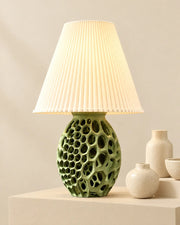 Honeycomb Base Table Lamp – styled in use