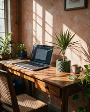 Knurl Column Planter – on a work desk in morning sun