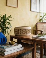 Lattice Basin Planter – styled on a console